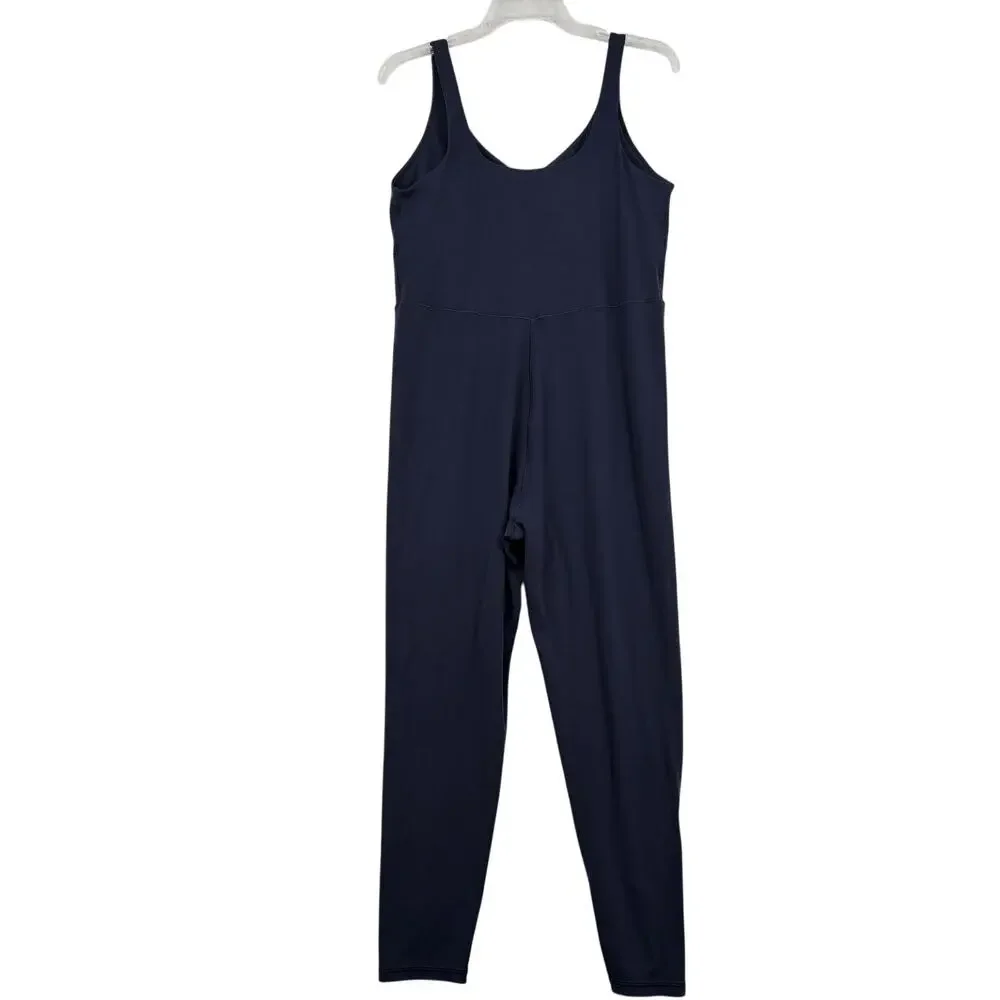 Aerie Offline Legging Jumpsuit Real Me Low‎ Key Womens Size XL Blue Shelf Bra